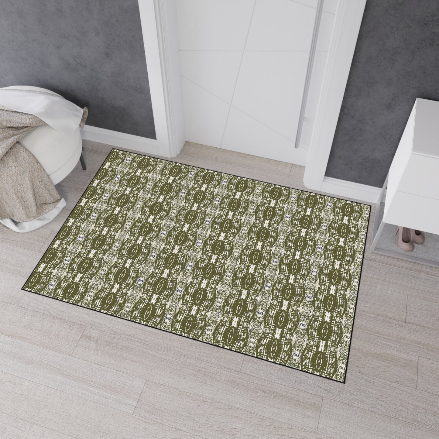 Stylish Heavy Duty Floor Mat - Half Bamboo© in Olive Durable Home Decor, Kitchen Mat, Entryway Rug, Outdoor Mat, Functional and Trendy