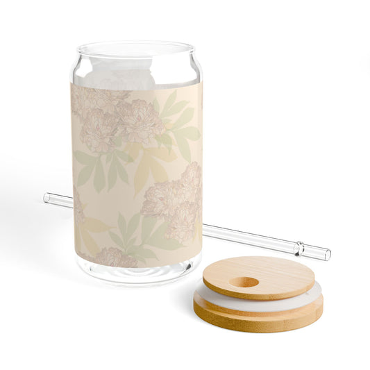 Sipper Glass, Rachel's Peonies© Blush, 16oz