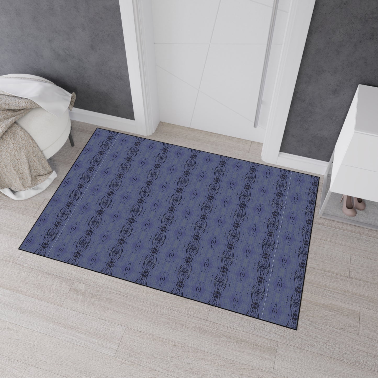 Stylish Heavy Duty Floor Mat for Home, Half Bamboo© Deep Blue, Durable Entrance Rug, Modern Indoor Mat, Kitchen or Hallway Décor