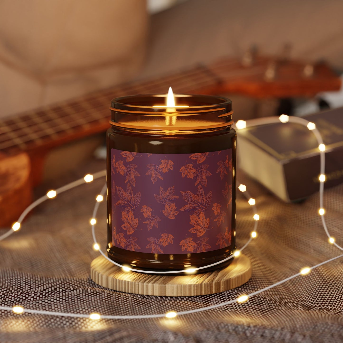 Aromatic Soy Candle in Amber Jar | Autumn Leaves, Aromatic and Holiday Scents, Eco-Friendly Gift, Relaxation Decor, Home Fragrance, Self-Care Treat