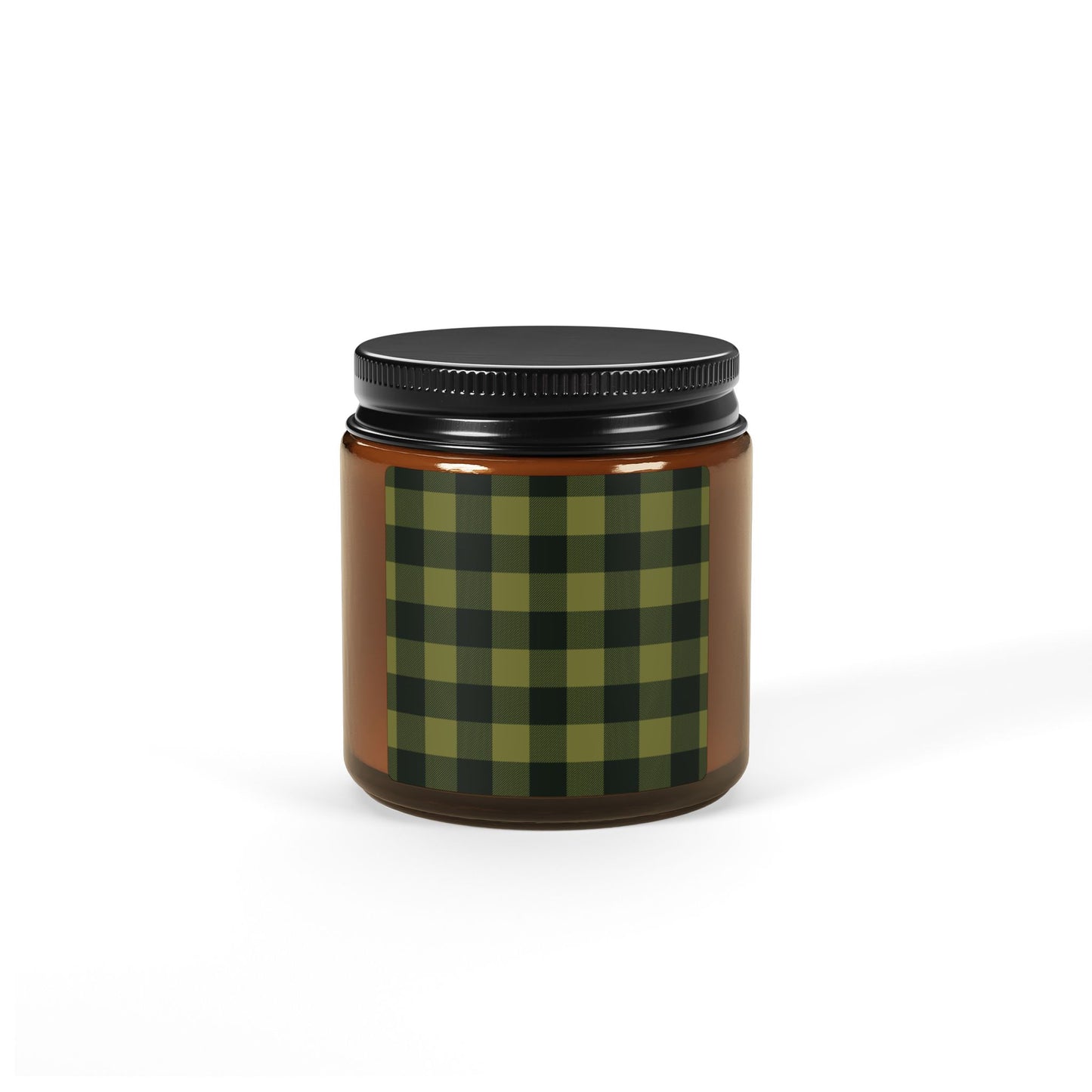 Rustic Plaid Scented Soy Candle, Olive, Cozy Home Decor, Eco-Friendly Gift, Green Checkered Pattern, Relaxation & Aromatherapy.