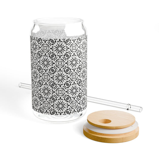 Copy of Copy of Sipper Glass, Royal Prim©, Black & White, 16oz