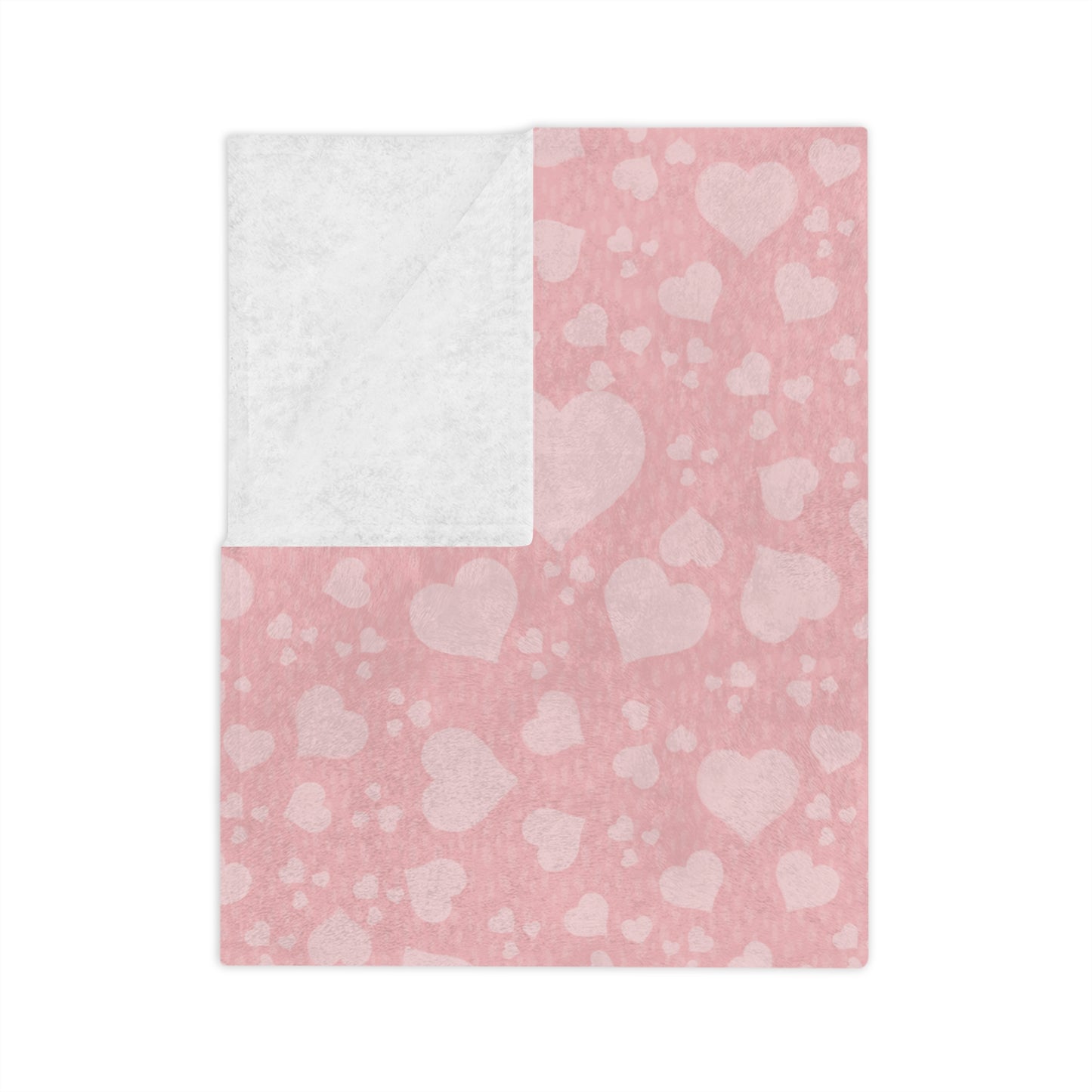 Soft Heart© Scatter Print in Pink | Velveteen Microfiber Blanket