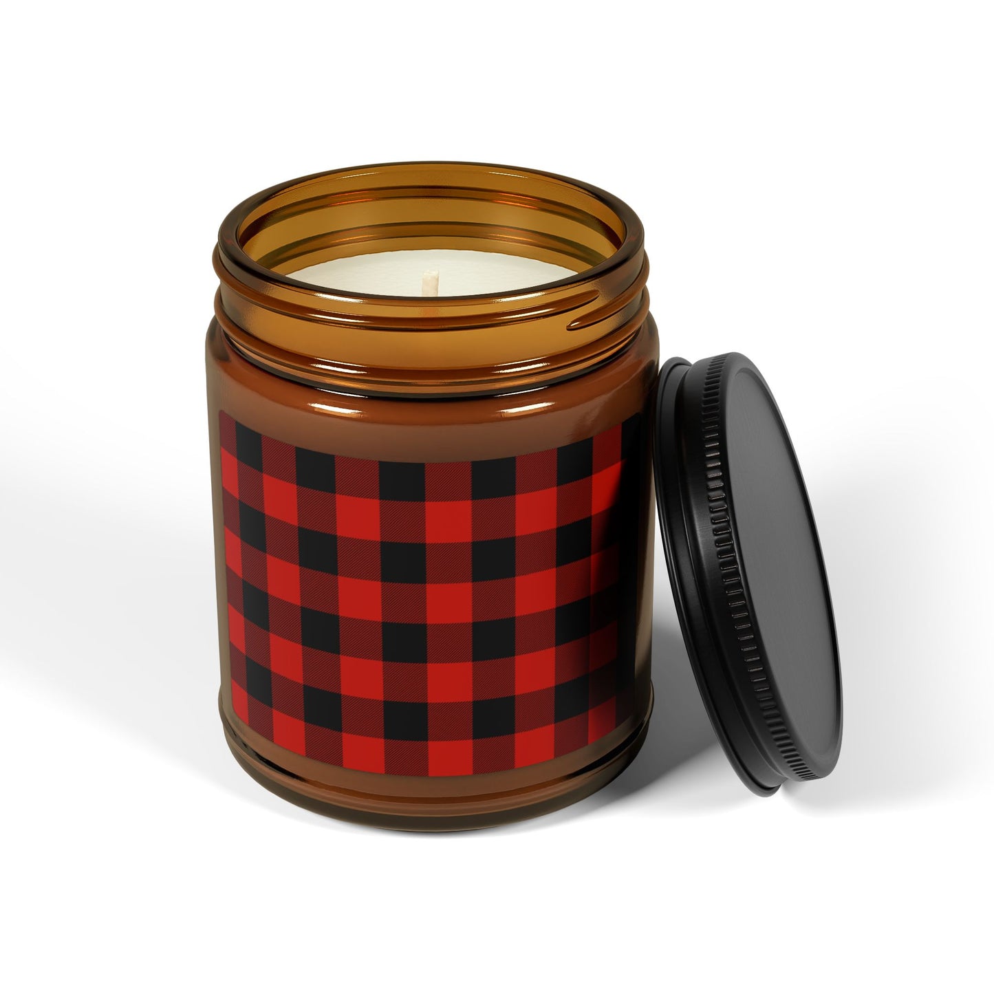 Cozy Buffalo Check Scented Soy Candle, Eco-Friendly Holiday Home Decor, Gift for Her, Relaxation Candle, Holiday Decor, Aromatherapy
