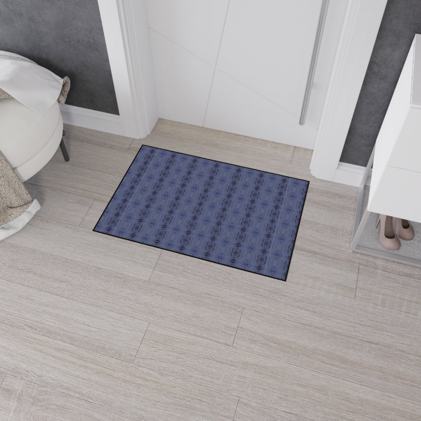 Stylish Heavy Duty Floor Mat for Home, Half Bamboo© Deep Blue, Durable Entrance Rug, Modern Indoor Mat, Kitchen or Hallway Décor