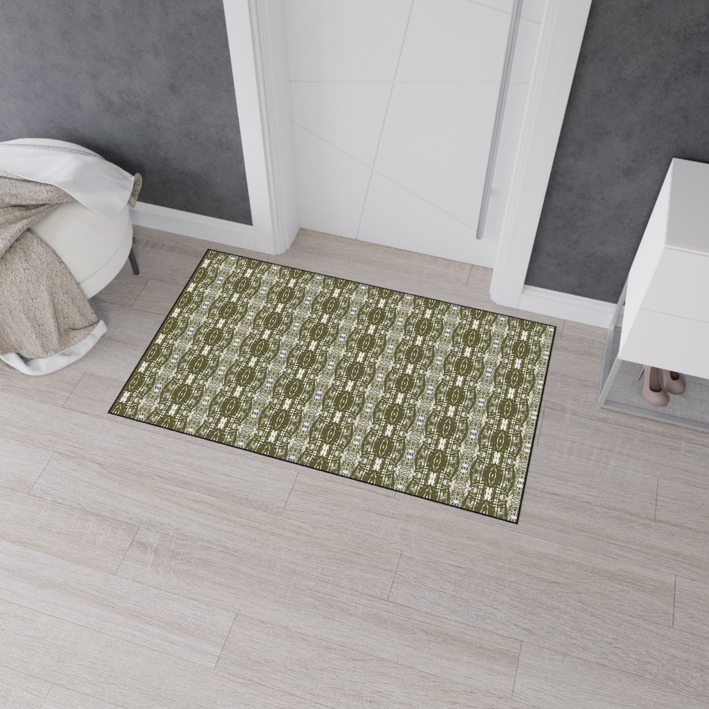Stylish Heavy Duty Floor Mat - Half Bamboo© in Olive Durable Home Decor, Kitchen Mat, Entryway Rug, Outdoor Mat, Functional and Trendy