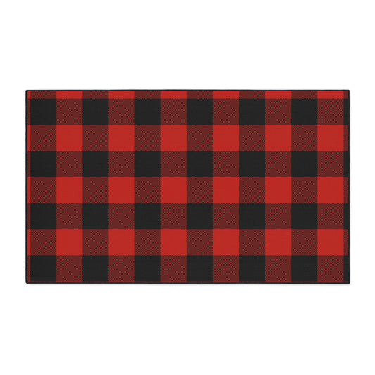Red and Black Buffalo Check Heavy Duty Floor Mat, Kitchen Rug, Durable Entrance Mat, Outdoor Mat, Cozy Home Decor