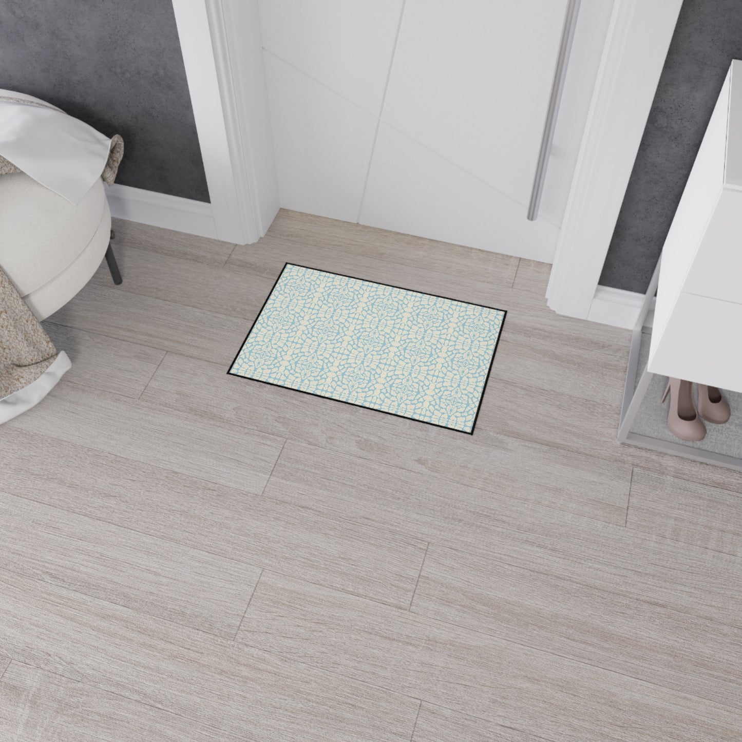 Stylish Heavy Duty Floor Mat - Coastal Blue, Animal Like Print, Durable Entryway Rug, Kitchen Mat, Non-Slip Floor Covering, Washable Carpet