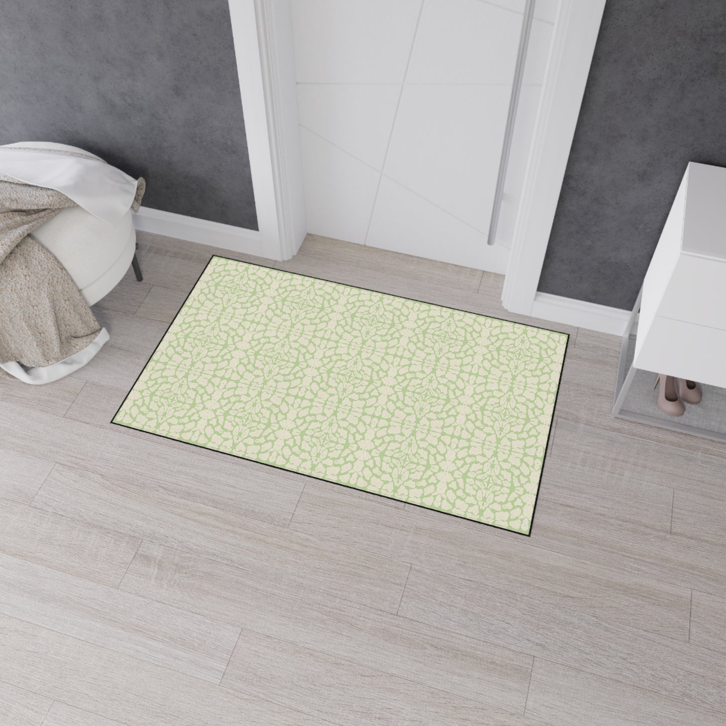 Stylish Heavy Duty Floor Mat, Lime Cream Animal Look Print, Non-Slip Area Rug, Indoor/Outdoor Decor, Home Entrance Mat