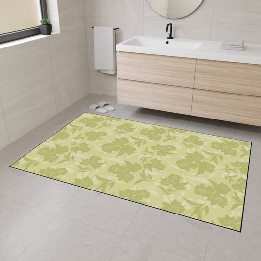 Floral Heavy Duty Floor Mat - Featuring Elaine© in Sage. Durable, Non-Slip Rug for Home Decor