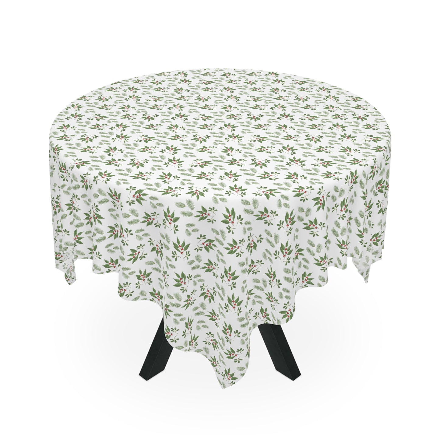 Tablecloth - Mistletoe, Berries and Sprigs, White