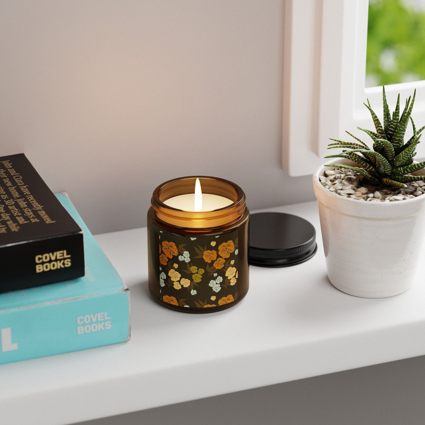 Textured Floral© Chocolate Brown, Scented Soy Candle | Eco-Friendly Home Decor, Featuring Textured Floral© in Chocolate Brown. Aromatherapy Gift
