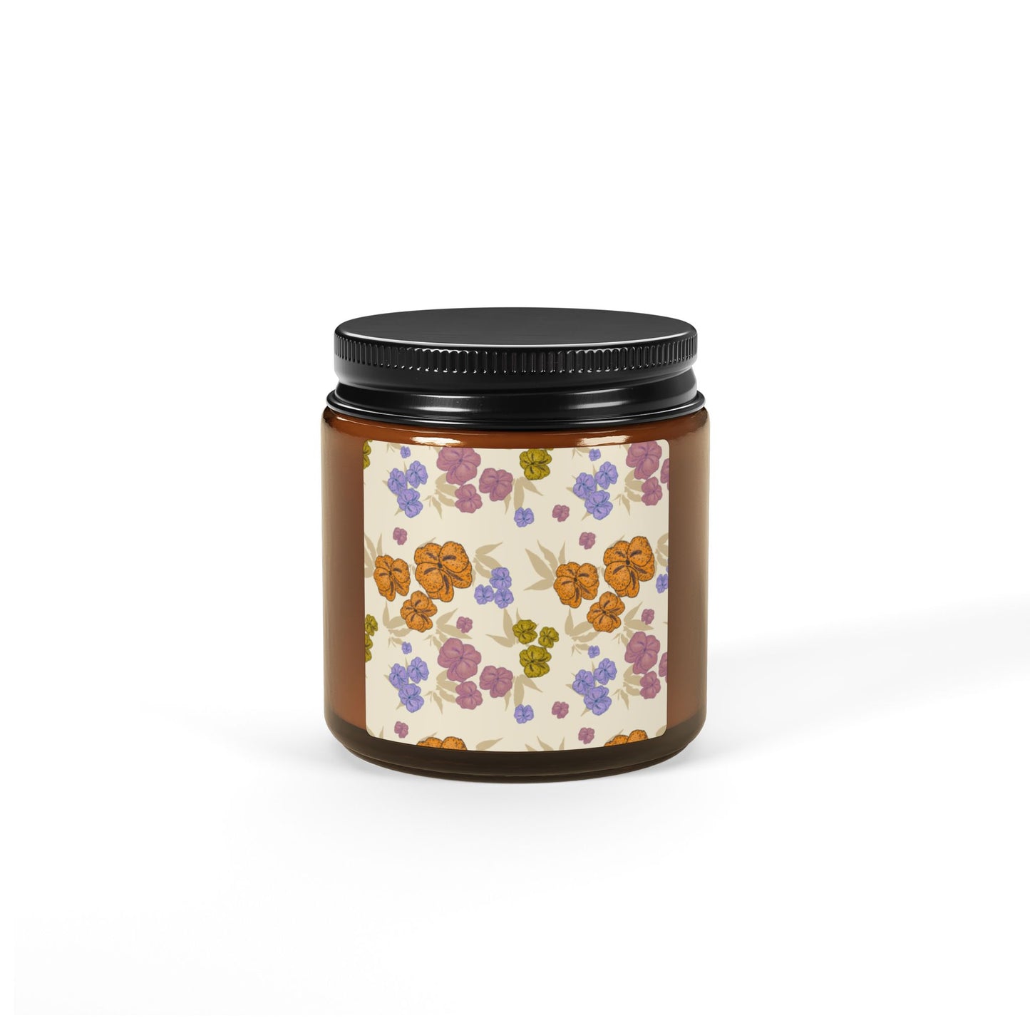 Floral Scented Soy Candle, Eco-Friendly Candle, Featuring Textured Floral© Home Decor, Gift for Her, Aromatherapy, Relaxation, Multi-Size Amber Jar