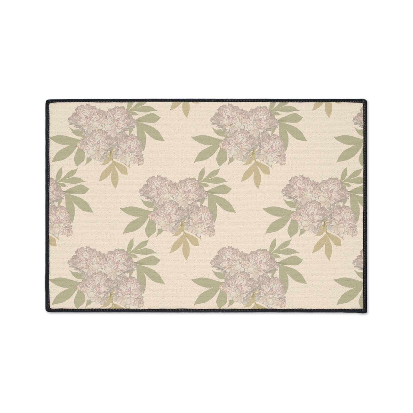 Heavy Duty Floor Mat - Featuring Rachel's Peonies© in Cream Floral Design Durable Rug for Entryway, Kitchen, Bathroom, Home Decor, Indoor & Outdoor Use