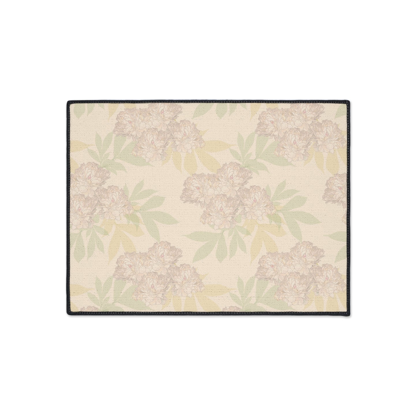 Spacious Floral-Patterned Heavy Duty Floor Mat Featuring Rachel's Peonies© in Blush for Home Decor, Kitchen, Entryway,