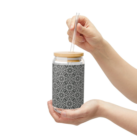 Copy of Copy of Sipper Glass, Royal Prim©, Black & Gray, 16oz