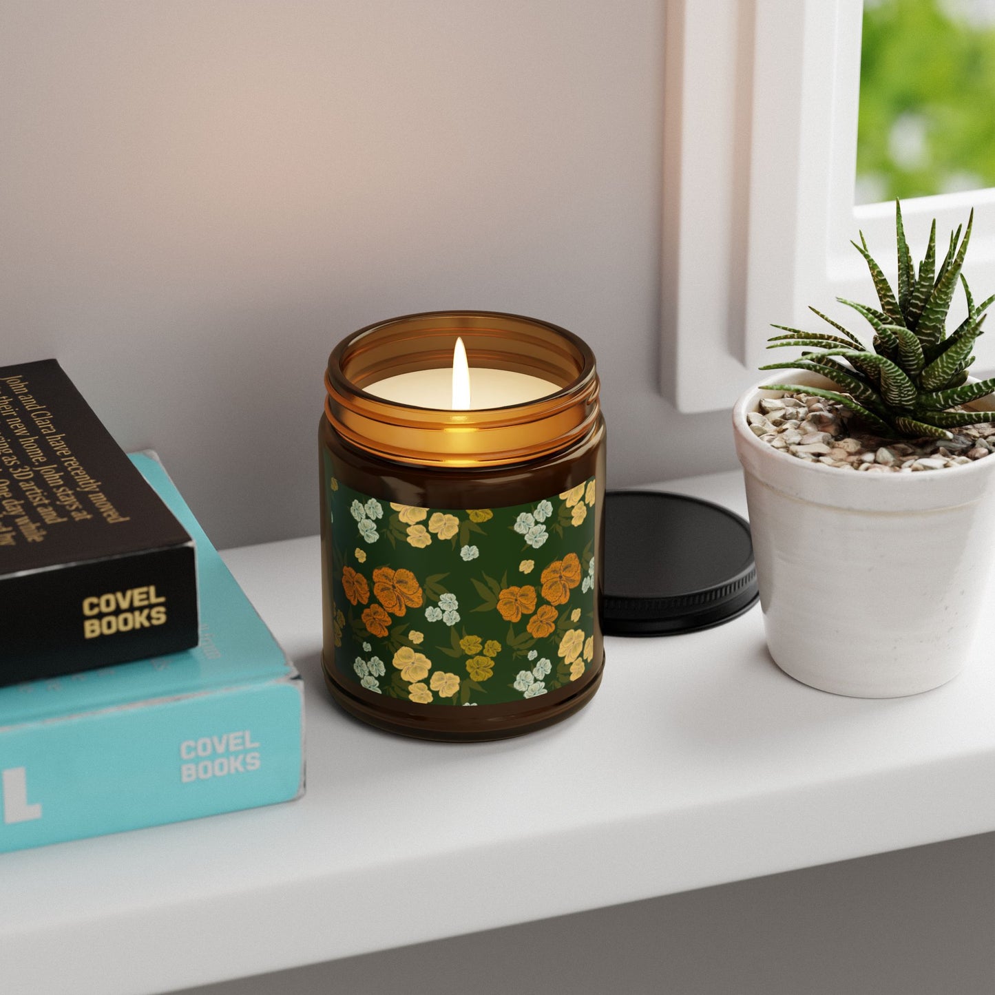 Textured Floral© Emerald Scented Soy Candle | Eco-Friendly Home Decor, Aromatherapy Gift, Relaxation, Self-Care, Holiday Gift