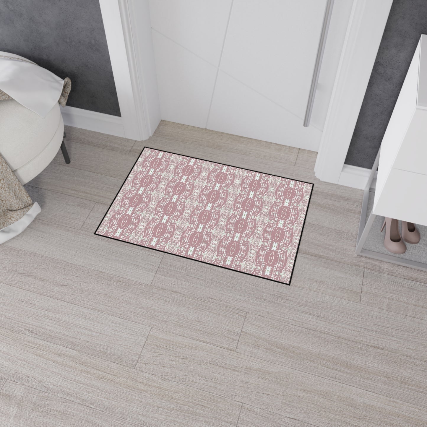 Stylish Heavy Duty Floor Mat, Half Bambo© Dusty Rose, Non-slip Entrance Rug, Boho Home Decor, Kitchen Mat, Indoor/Outdoor Mat,