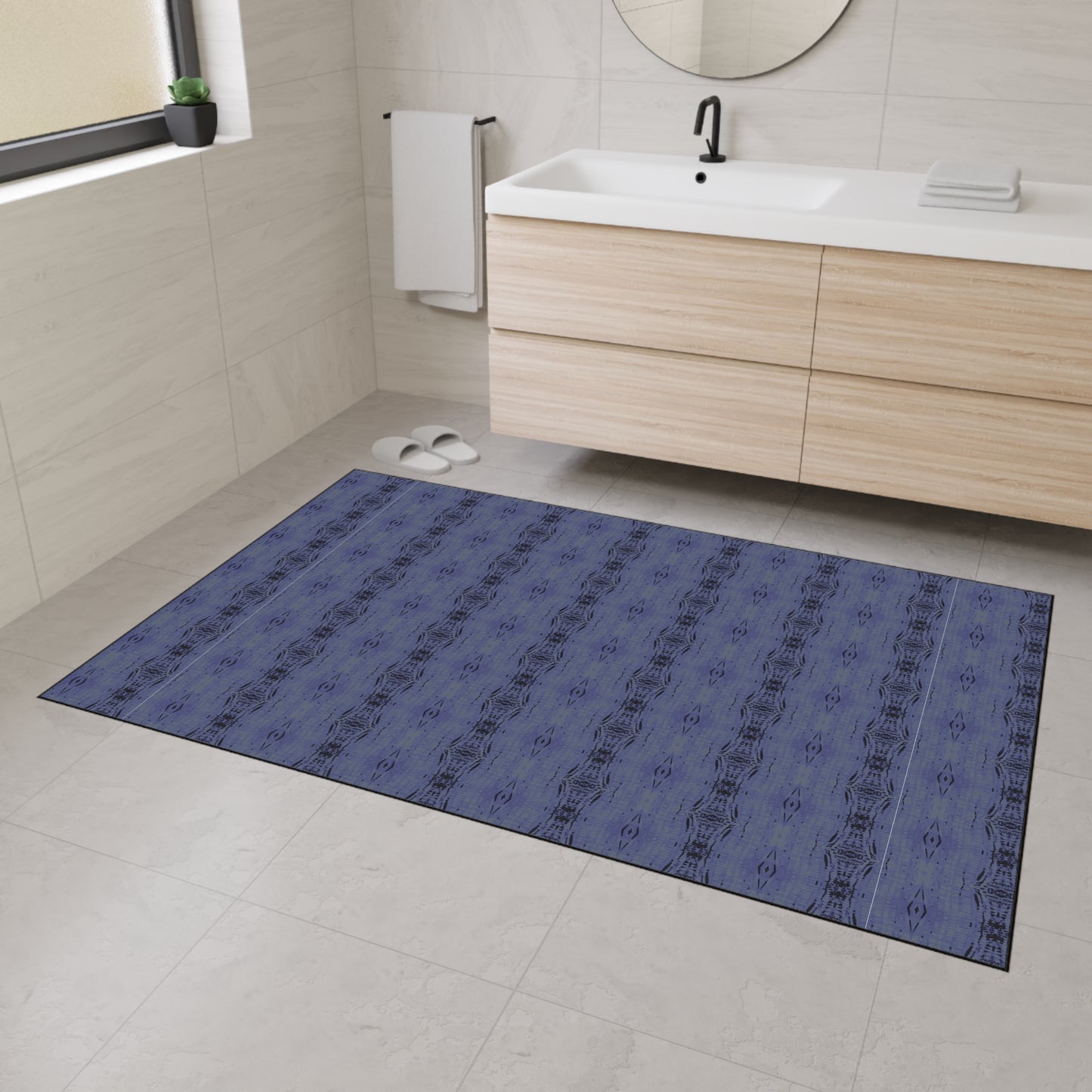 Stylish Heavy Duty Floor Mat for Home, Half Bamboo© Deep Blue, Durable Entrance Rug, Modern Indoor Mat, Kitchen or Hallway Décor