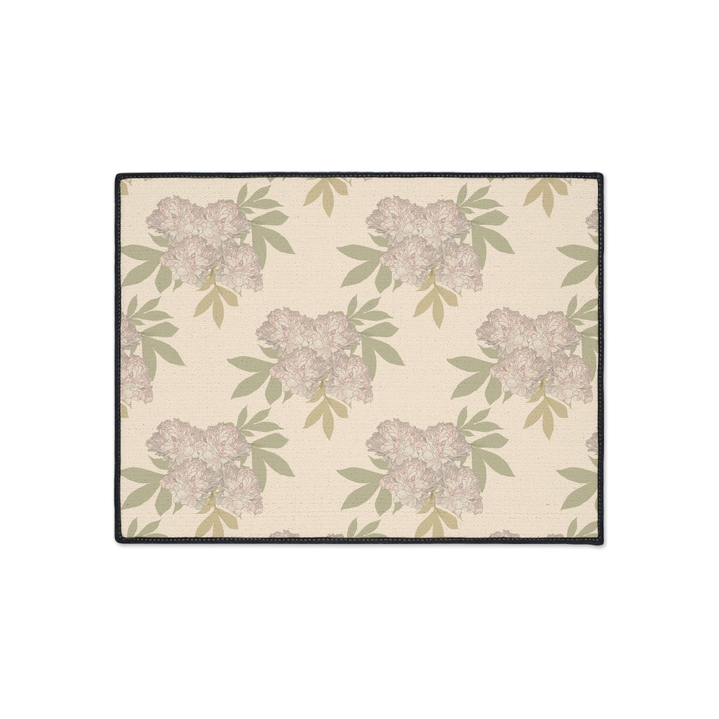 Heavy Duty Floor Mat - Featuring Rachel's Peonies© in Cream Floral Design Durable Rug for Entryway, Kitchen, Bathroom, Home Decor, Indoor & Outdoor Use