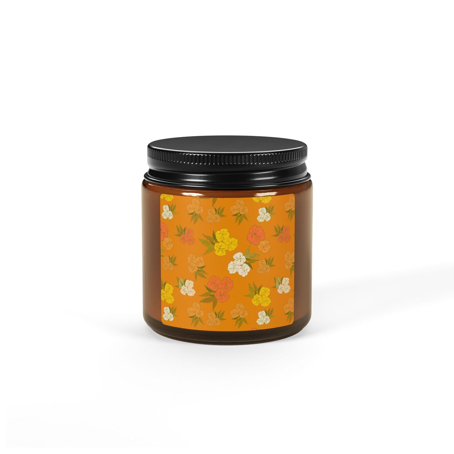 Scented Soy Candles, Eco-Friendly Aromatherapy, Orange Autumn Floral Design Candle, Home Decor, Gift for Her, Relaxation Candle