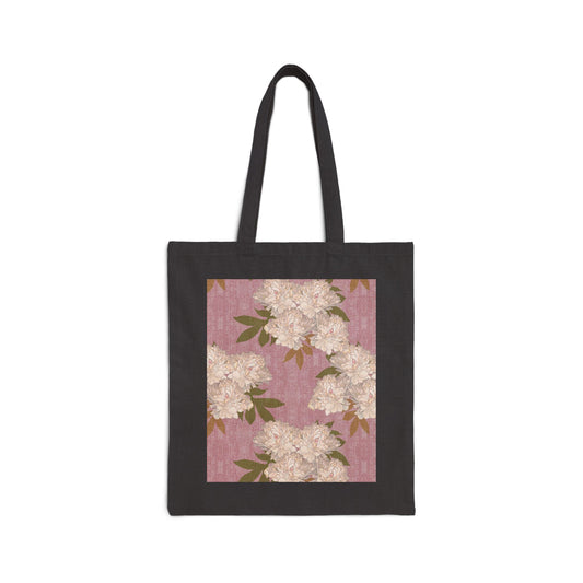 Cotton Canvas Tote Bag, Rachel's Peonies© Mauve