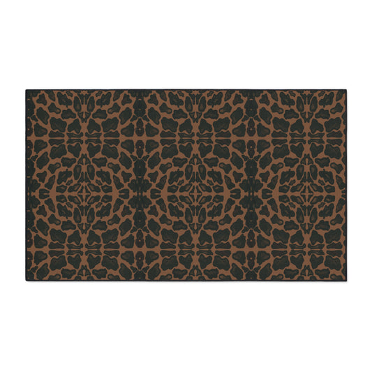 Stylish Animal Print Heavy Duty Floor Mat, Luxury Entrance Rug, Featuring Leopard/Panther© in Tan and Black. Non-Slip Kitchen Mat, Outdoor Flooring, Animal Print Accent Rug