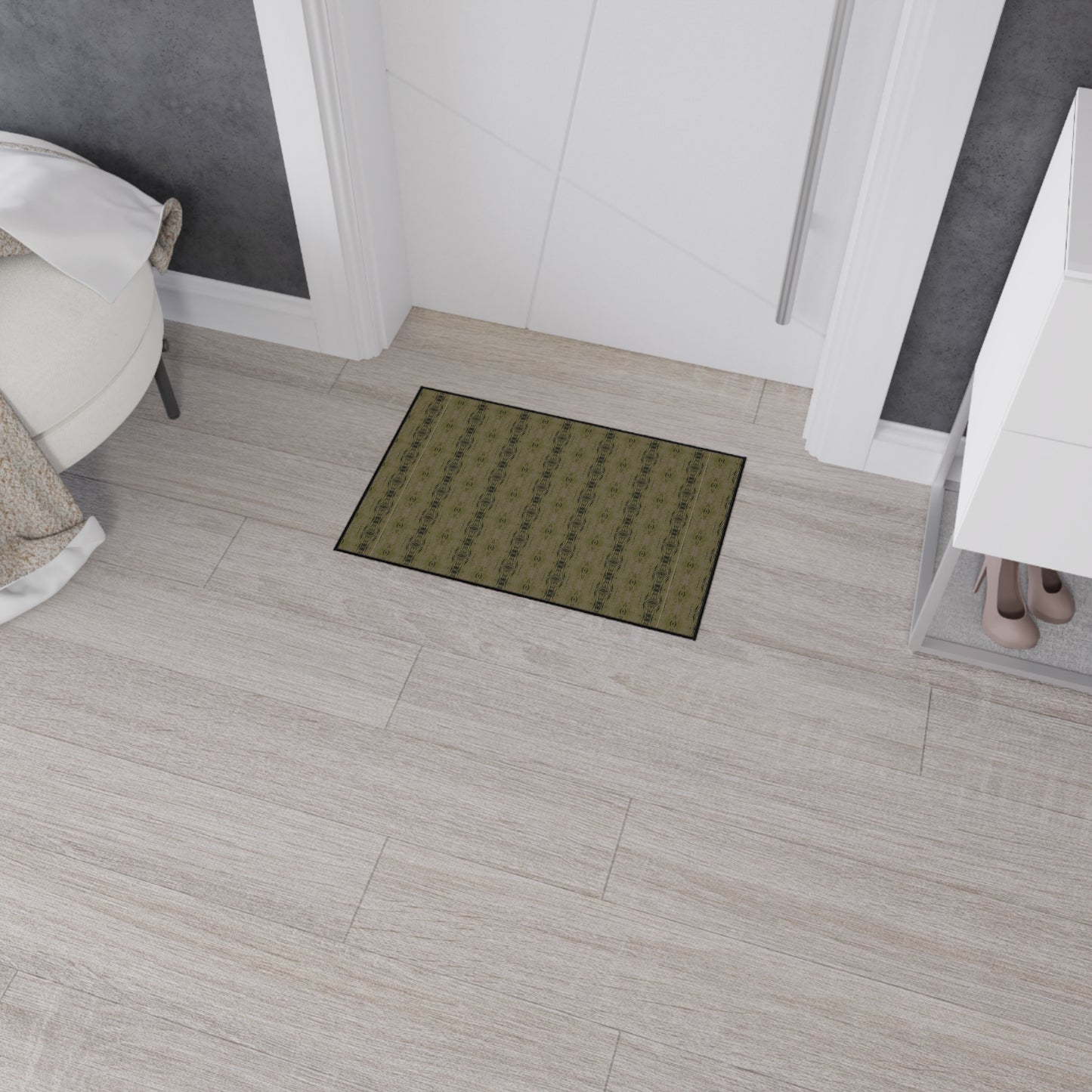 Stylish Heavy Duty Floor Mat - Half Bamboo© Deep Olive, Durable Indoor/Outdoor Rug, Home Entry Mat, Kitchen Floor Protector