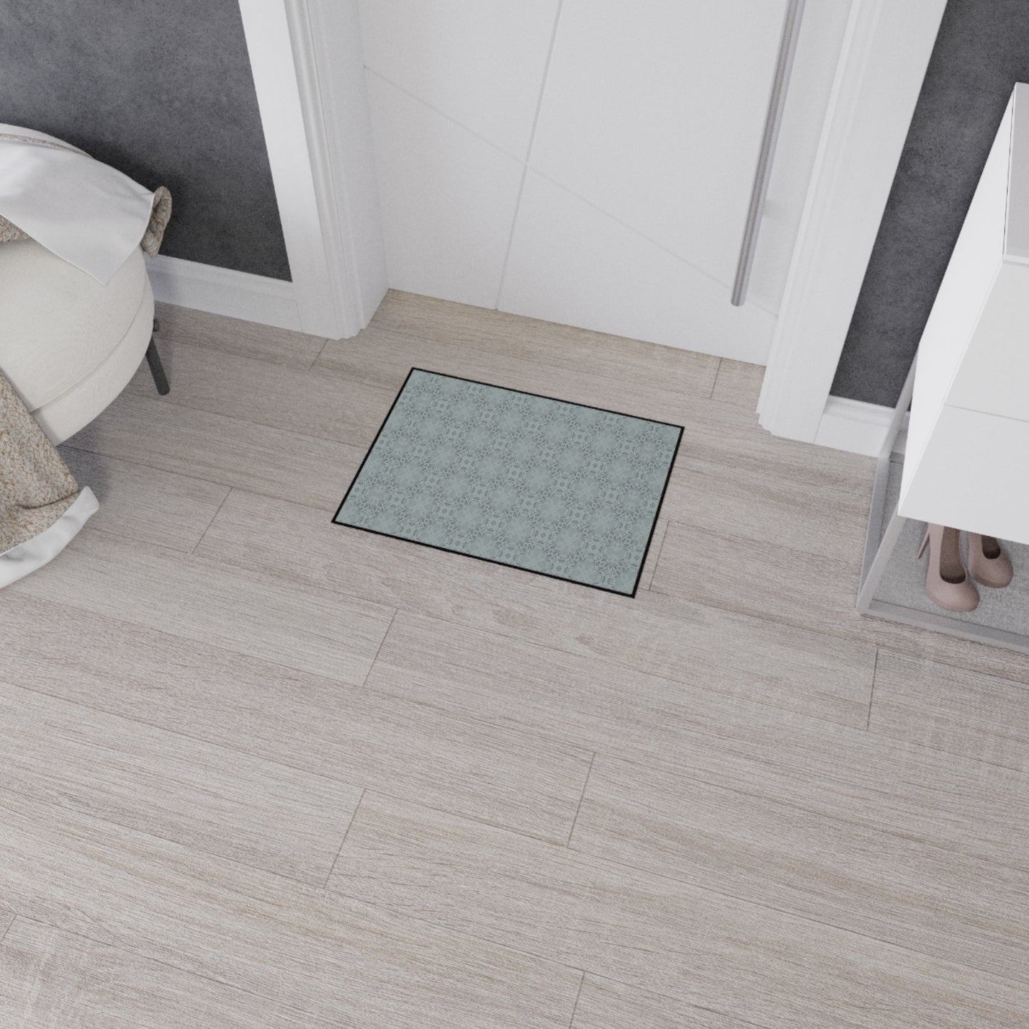 Elegant Heavy Duty Floor Mat Frond Splash Mini© Slate, for Home, Office Rug, Non-Slip Entryway Mat, Modern Kitchen Decor, Durable Area Rug