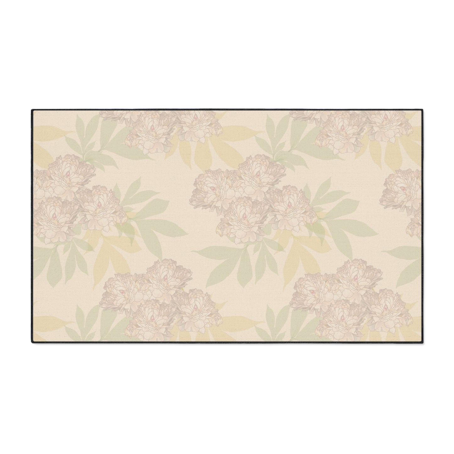 Spacious Floral-Patterned Heavy Duty Floor Mat Featuring Rachel's Peonies© in Blush for Home Decor, Kitchen, Entryway,