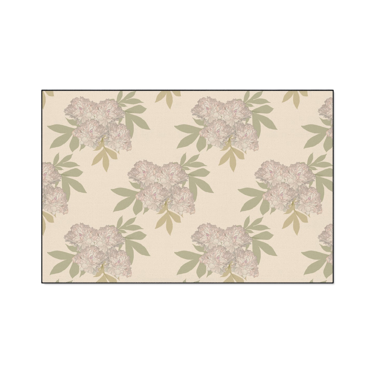 Heavy Duty Floor Mat - Featuring Rachel's Peonies© in Cream Floral Design Durable Rug for Entryway, Kitchen, Bathroom, Home Decor, Indoor & Outdoor Use
