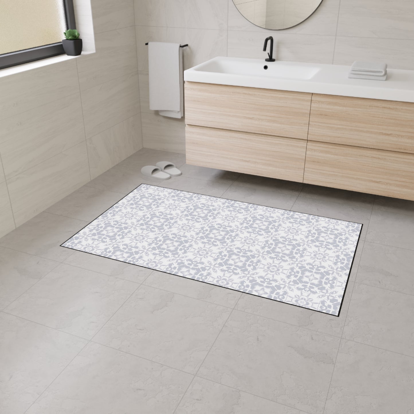 Stylish Heavy Duty Floor Mat, Rounded Coastal Tile© Moonlight, Indoor/Outdoor Rug for Home Decor, Kitchen Mat, Pet Friendly