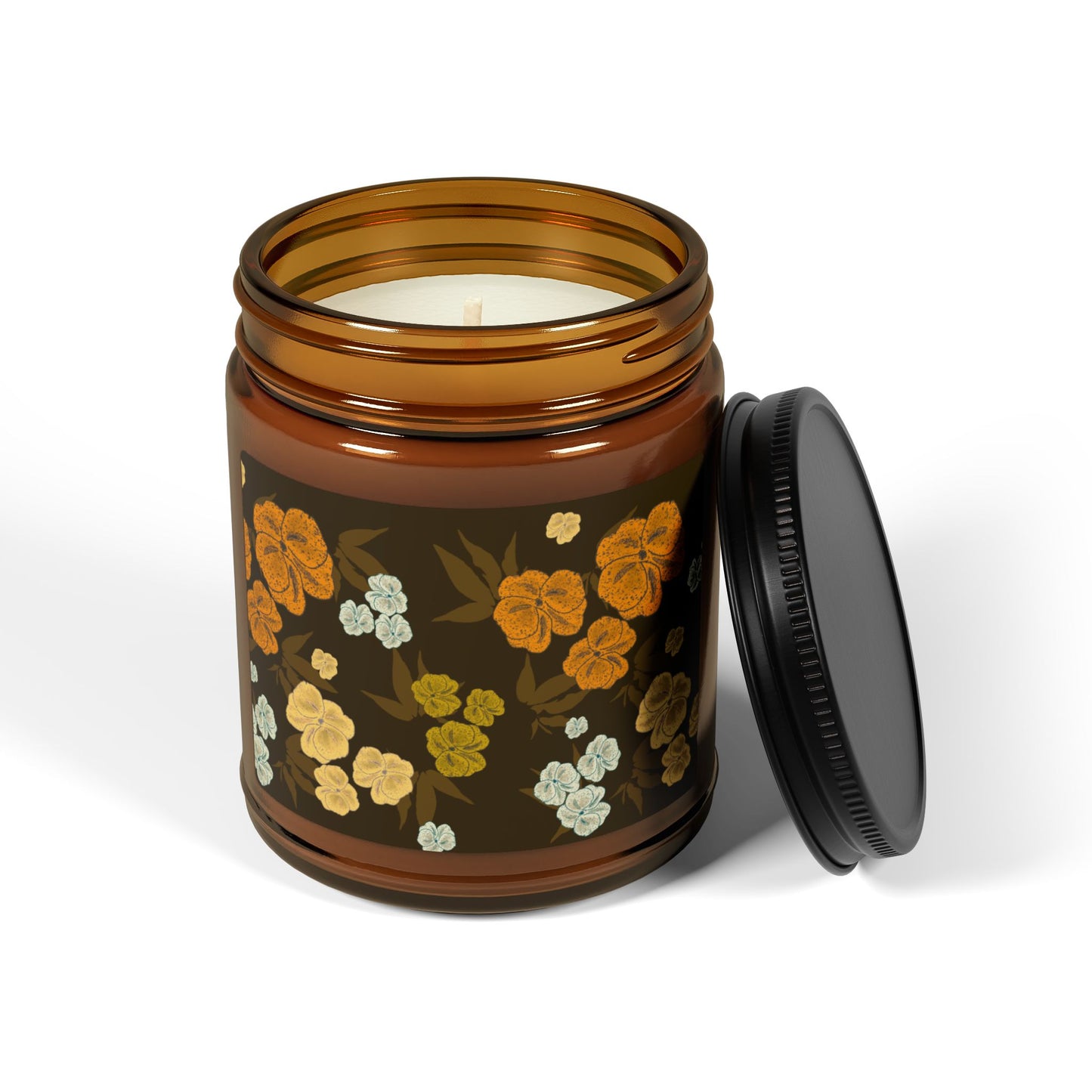 Textured Floral© Chocolate Brown, Scented Soy Candle | Eco-Friendly Home Decor, Featuring Textured Floral© in Chocolate Brown. Aromatherapy Gift
