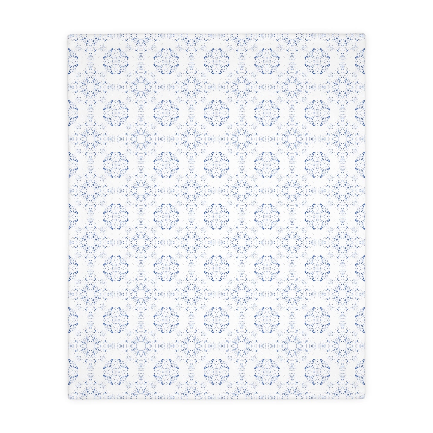 Velveteen Microfiber Blanket (Two-sided print) - Batik Scatter, Blue and White