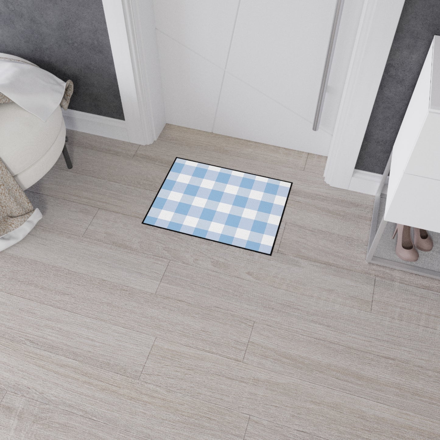 Vintage Gingham Heavy Duty Floor Mat | Durable Entryway Rug, Farmhouse Kitchen Mat, Indoor/Outdoor Mat, Home Decor, Easy to Clean