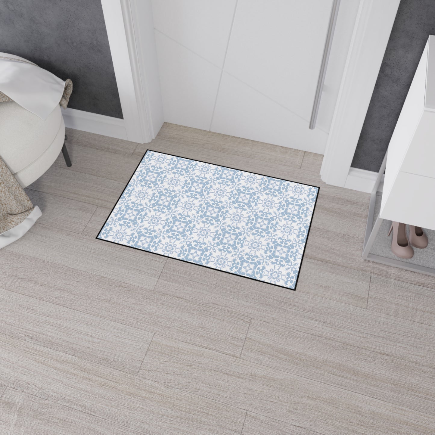Stylish Heavy Duty Floor Mat - Rounded Coastal Tile© Coastal Blue, Durable Rug for Home, Kitchen, Entryway, or Office
