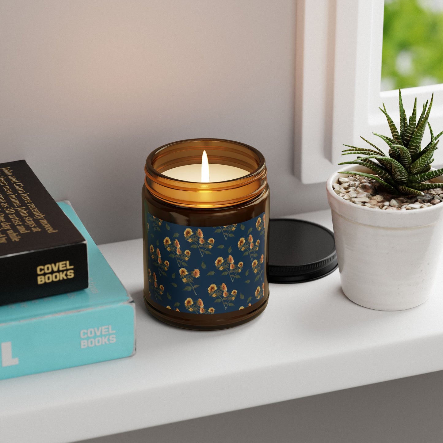 Sunflower Debut© Navy, Relaxing Scented Soy Candle - Aromatherapy, Home Decor, Gift for Her, Eco-Friendly, Relaxation Candle