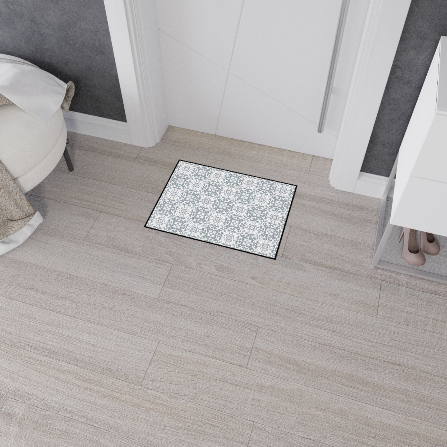 Stylish Heavy Duty Floor Mat Round Coastal Tile© Slate, for Home Decor, Entryway Rug, Indoor/Outdoor Use, Non-Slip Runner, Modern