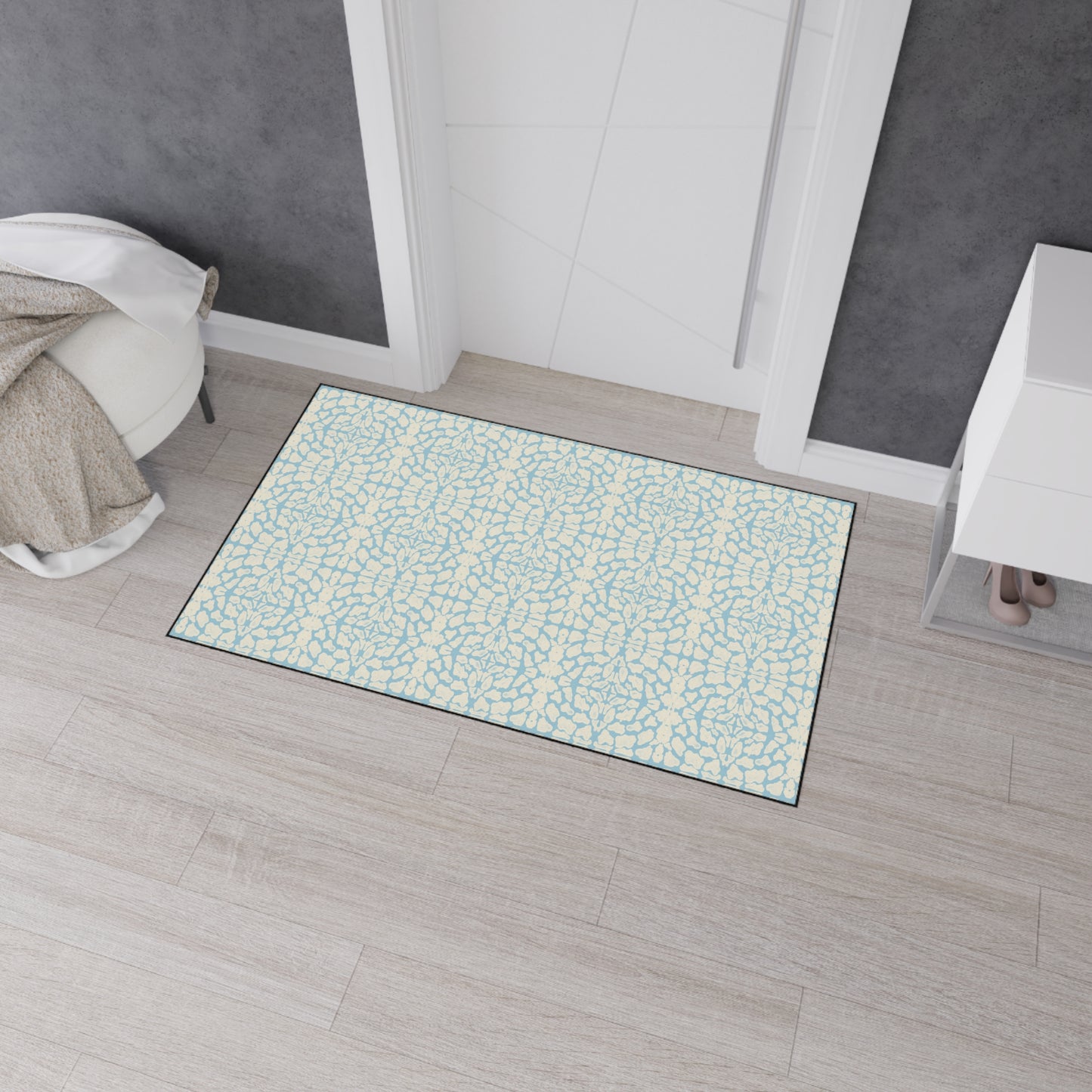Stylish Heavy Duty Floor Mat - Coastal Blue, Animal Like Print, Durable Entryway Rug, Kitchen Mat, Non-Slip Floor Covering, Washable Carpet