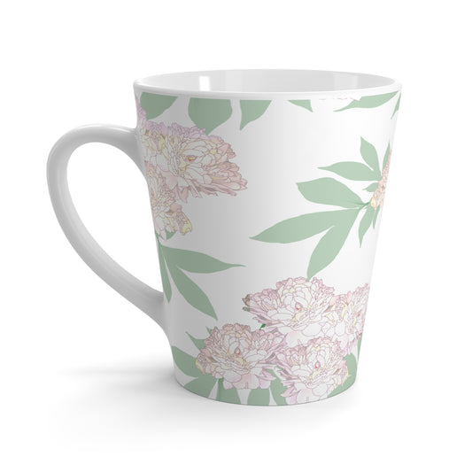 Latte Mug, Rachel's Peonies© White