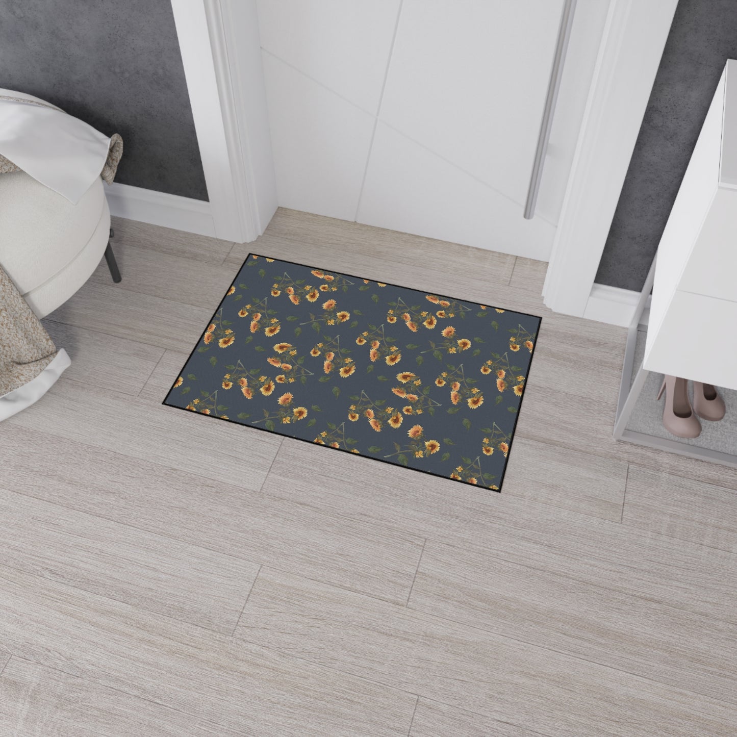 Floral Heavy Duty Floor Mat | Sunflower Debut© Hale, Stylish Kitchen Rug, Durable Entryway Mat, Indoor Carpet, Home Decor, Farmhouse Decor