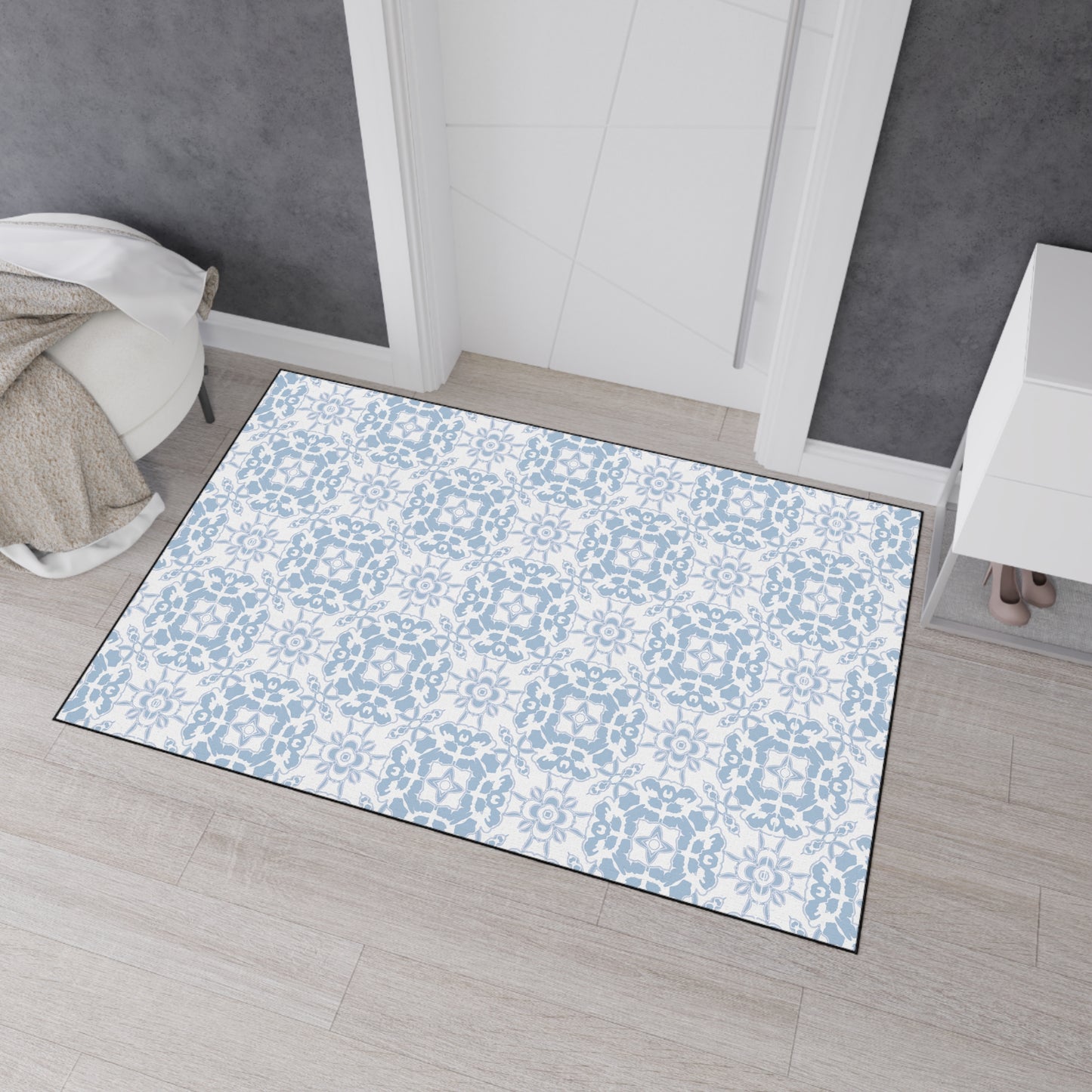 Stylish Heavy Duty Floor Mat - Rounded Coastal Tile© Coastal Blue, Durable Rug for Home, Kitchen, Entryway, or Office