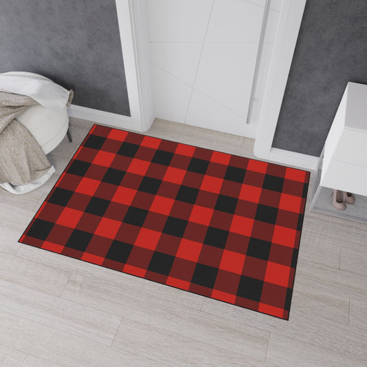 Red and Black Buffalo Check Heavy Duty Floor Mat, Kitchen Rug, Durable Entrance Mat, Outdoor Mat, Cozy Home Decor