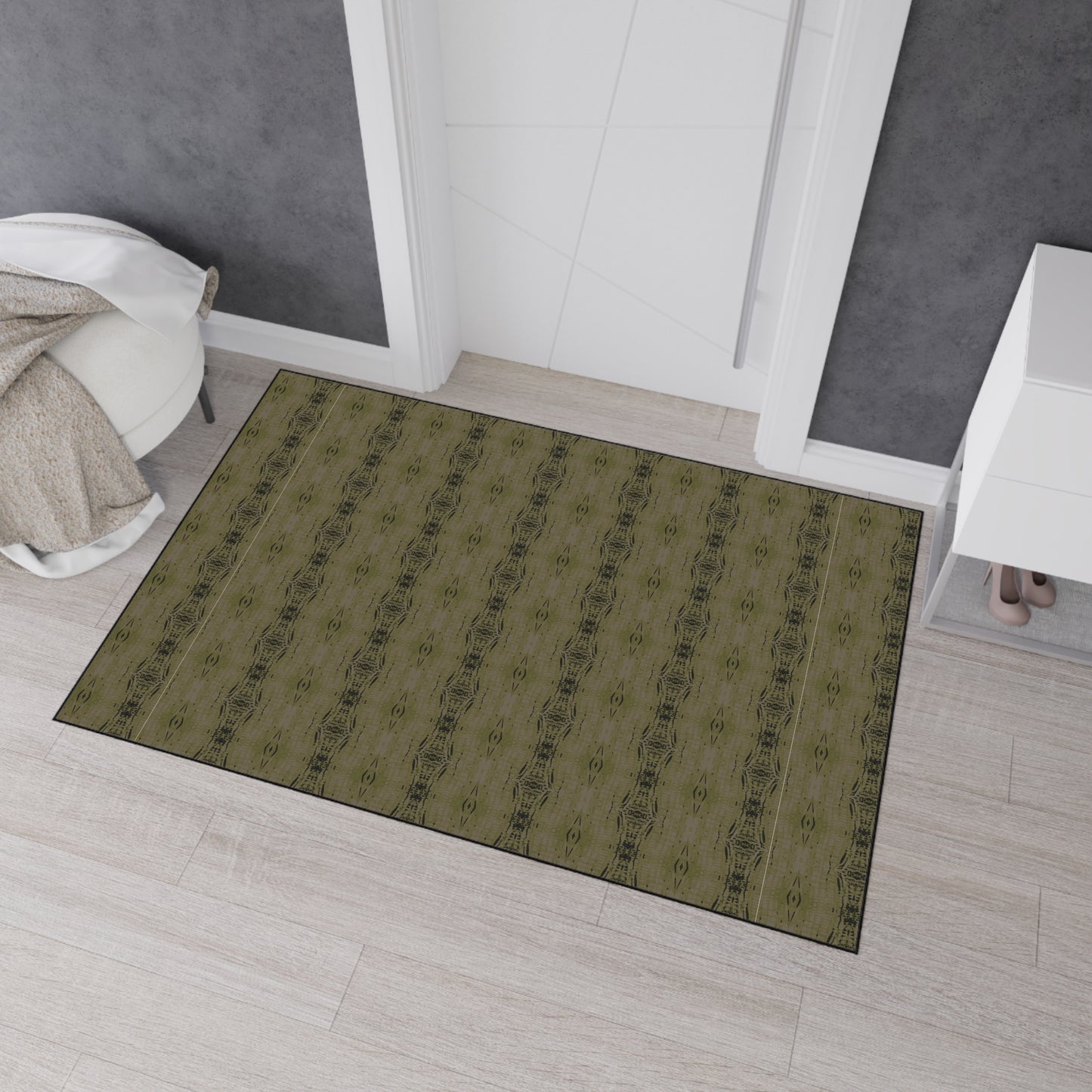 Stylish Heavy Duty Floor Mat - Half Bamboo© Deep Olive, Durable Indoor/Outdoor Rug, Home Entry Mat, Kitchen Floor Protector
