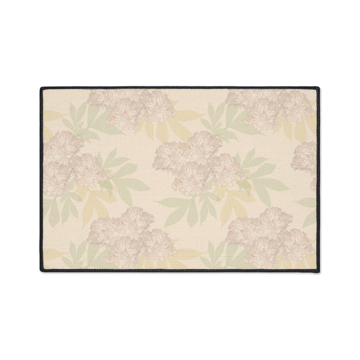 Spacious Floral-Patterned Heavy Duty Floor Mat Featuring Rachel's Peonies© in Blush for Home Decor, Kitchen, Entryway,