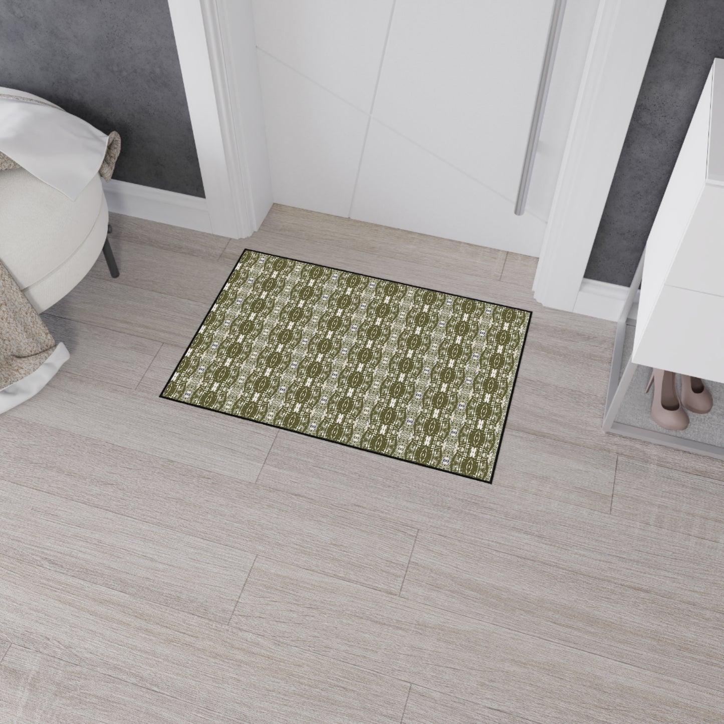 Stylish Heavy Duty Floor Mat - Half Bamboo© in Olive Durable Home Decor, Kitchen Mat, Entryway Rug, Outdoor Mat, Functional and Trendy