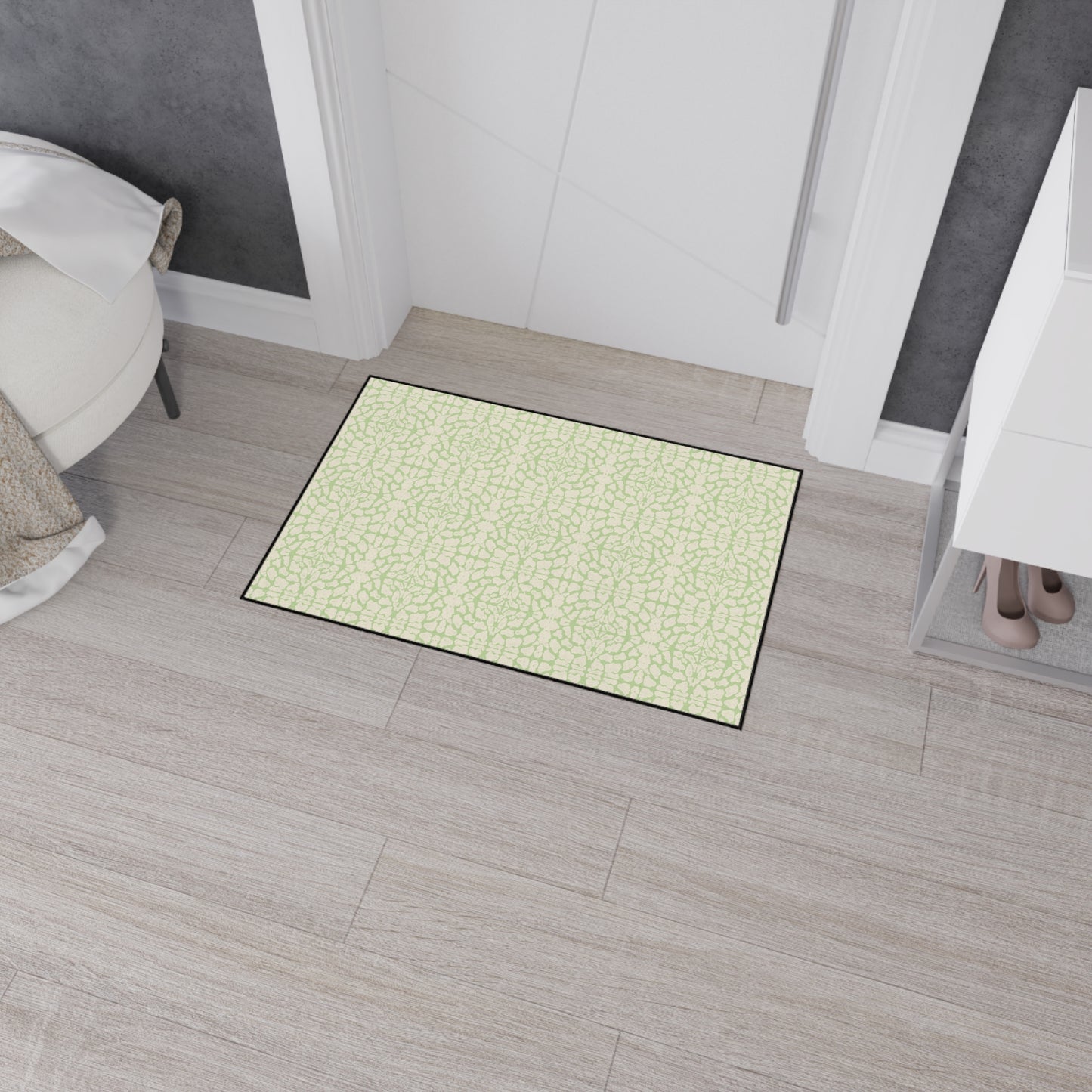 Stylish Heavy Duty Floor Mat, Lime Cream Animal Look Print, Non-Slip Area Rug, Indoor/Outdoor Decor, Home Entrance Mat