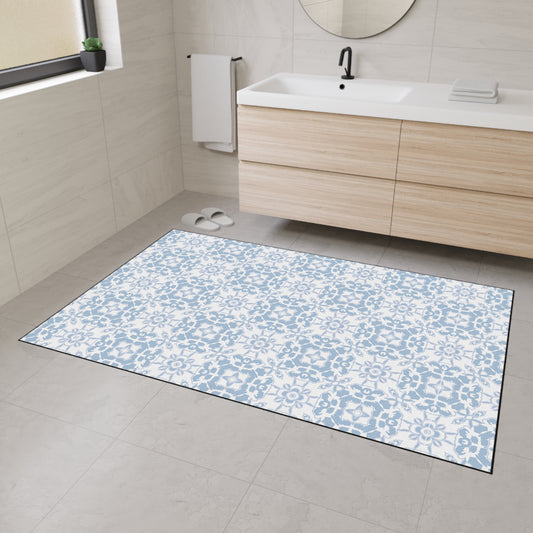 Stylish Heavy Duty Floor Mat - Rounded Coastal Tile© Coastal Blue, Durable Rug for Home, Kitchen, Entryway, or Office