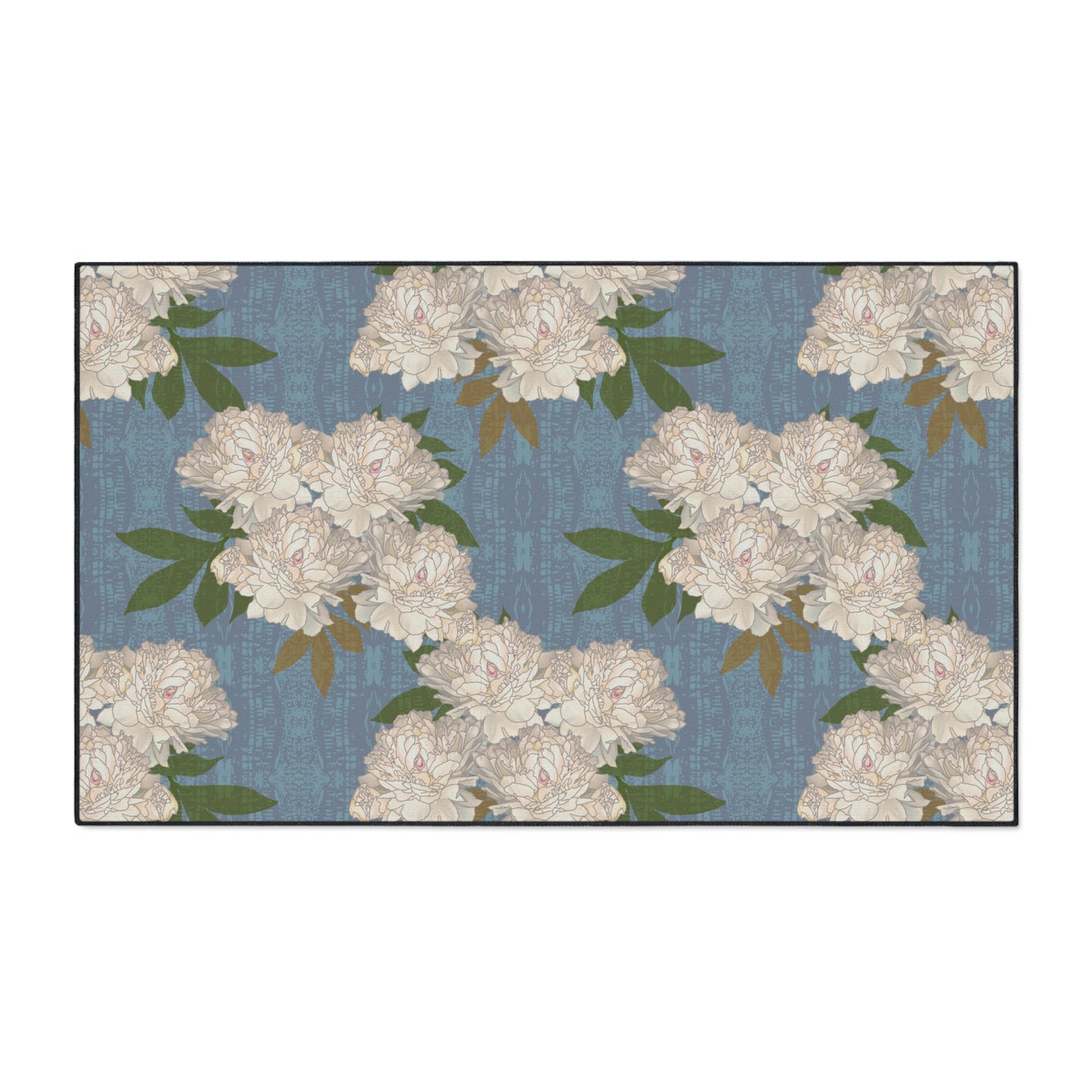 Stylish Heavy Duty Floor Mat, Featuring Rachel's Peonies© in Cornflower Blue. Durable & Elegant Home Decor, Entryway Rugs, Kitchen Mats, Floral Pattern, Versatile & Functional
