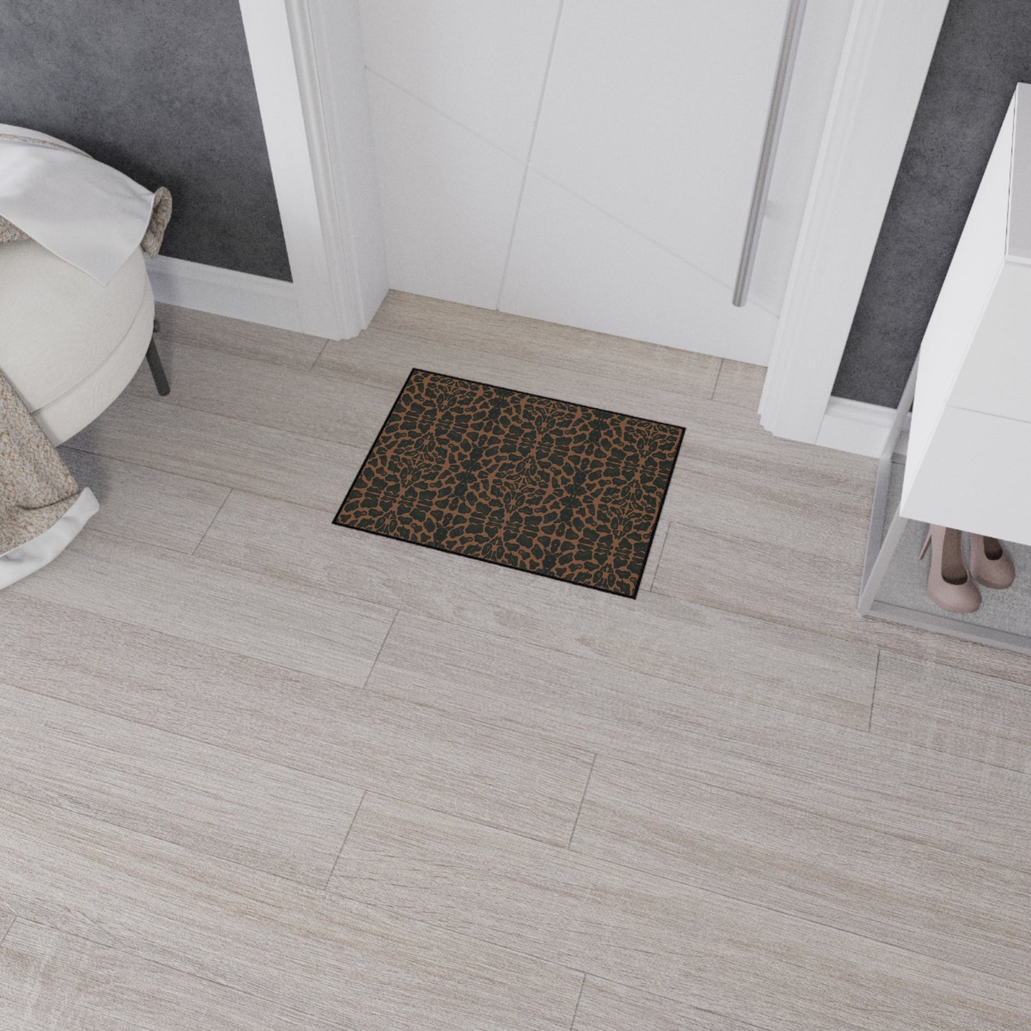 Stylish Animal Print Heavy Duty Floor Mat, Luxury Entrance Rug, Featuring Leopard/Panther© in Tan and Black. Non-Slip Kitchen Mat, Outdoor Flooring, Animal Print Accent Rug